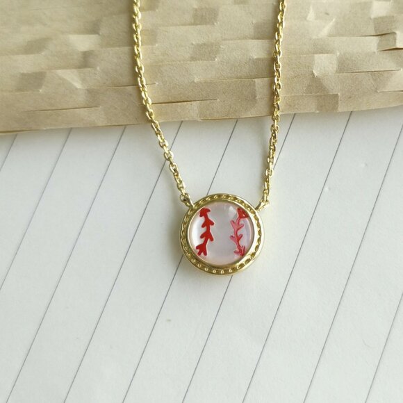 Kendra Scott Jewelry - Kendra Scott Baseball Short Pendant Gold Ivory Mother Of Pearl